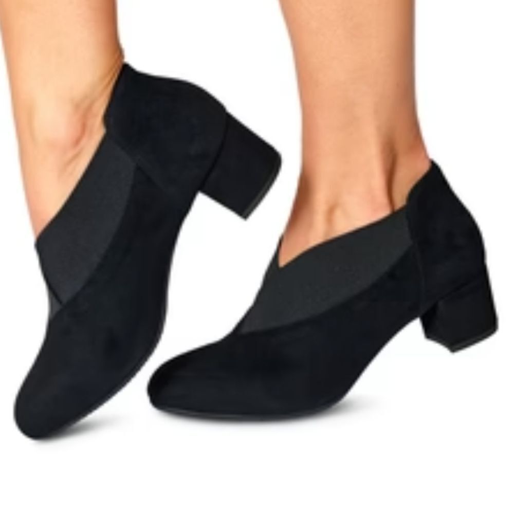 CLOUDWALKERS AVENUE  BLOCK HEEL SLIP-ON ROUND-TOE WOMEN'S BOOTIE